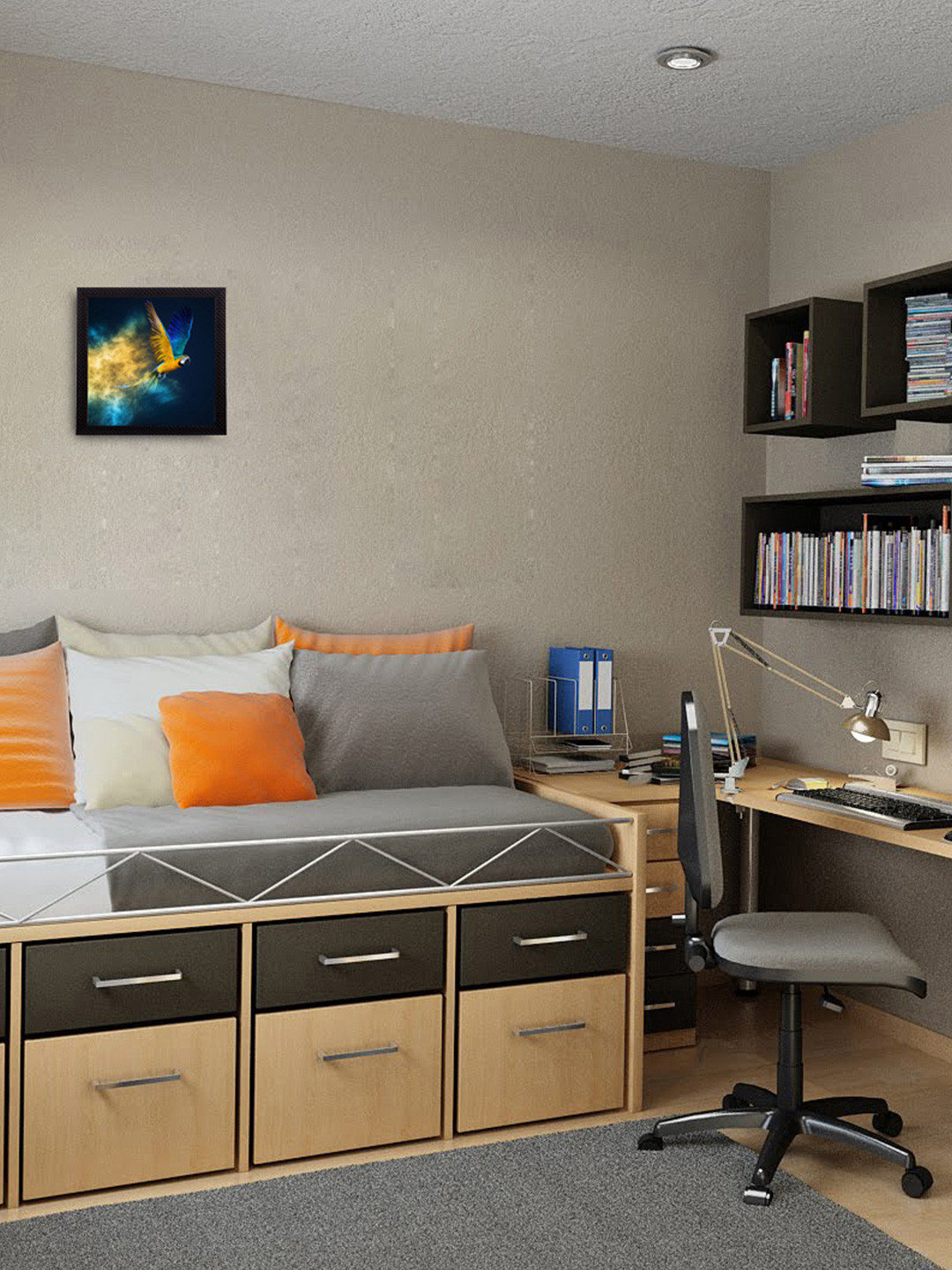 eCraftIndia Flying Bird Paper Wall Square Paintings Wall Art -11 x 11 in