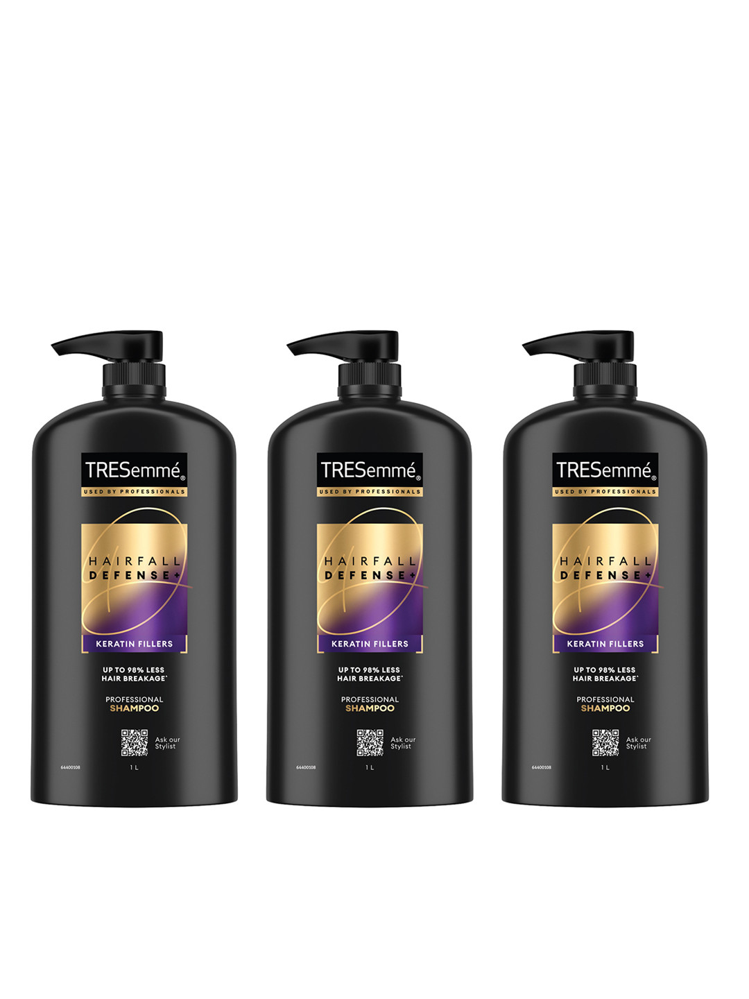 TRESemme Set of 3 Hair Fall Defense Shampoos with Keratin Protein - 1 Litre each