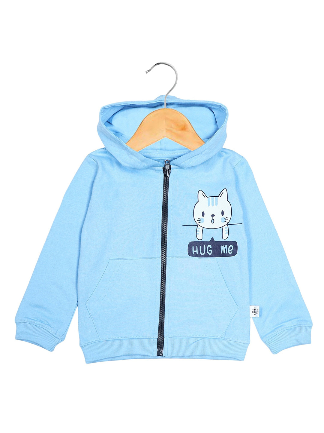 The Mom Store Unisex Kids Blue Printed Hooded Sweatshirt