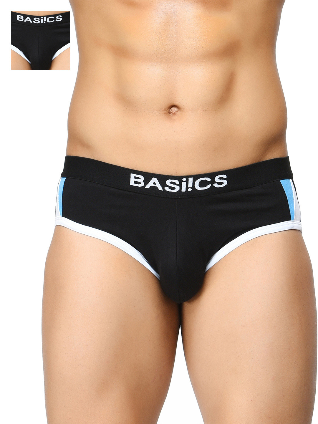 BASIICS by La Intimo Men Black Pack of 2 Briefs BCSBR070B022