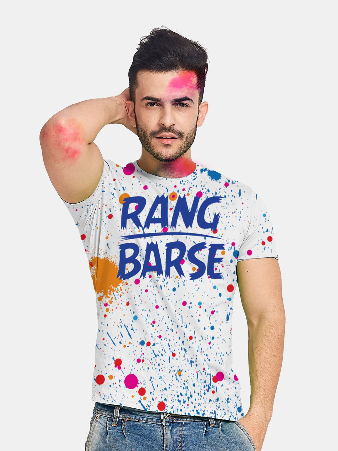 BonOrganik Rang Barse Typography Printed Cotton T-Shirt