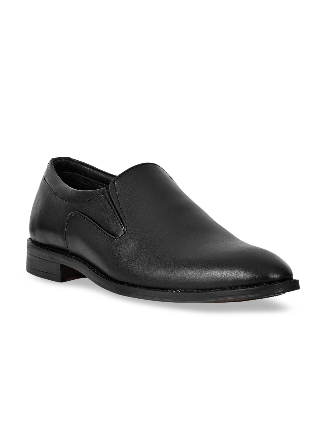 LA BOTTE Men Black Solid Leather Formal Slip-Ons