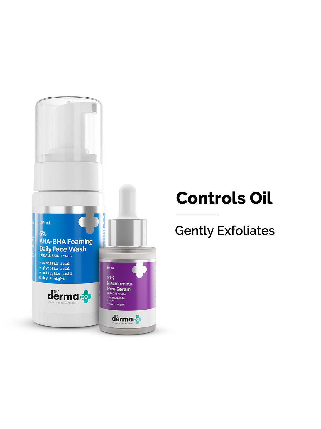 The Derma co. Set of 10% Niacinamide Serum & 3% AHA-BHA Foaming Cleanser