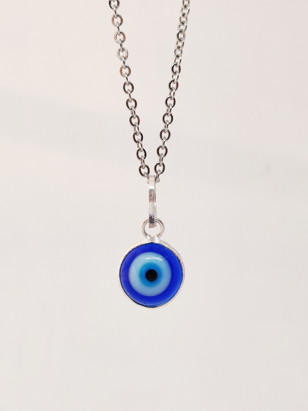 EL REGALO Blue & Silver-Toned Evil Eye Chain