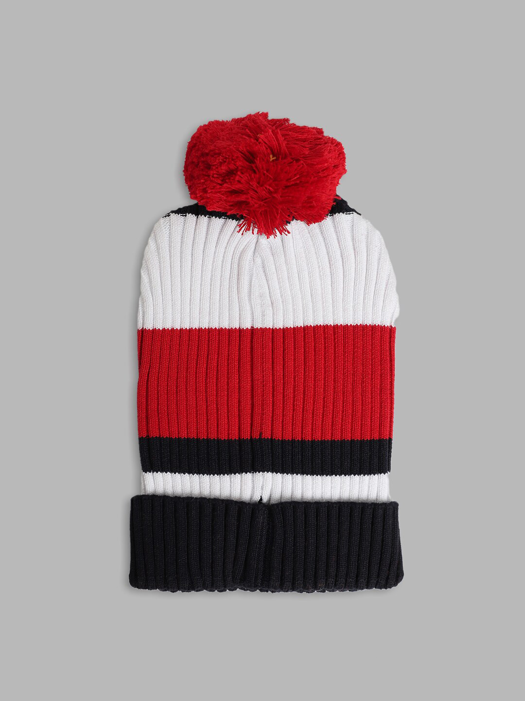ELLE Girls White & Red Colourblocked Beanie
