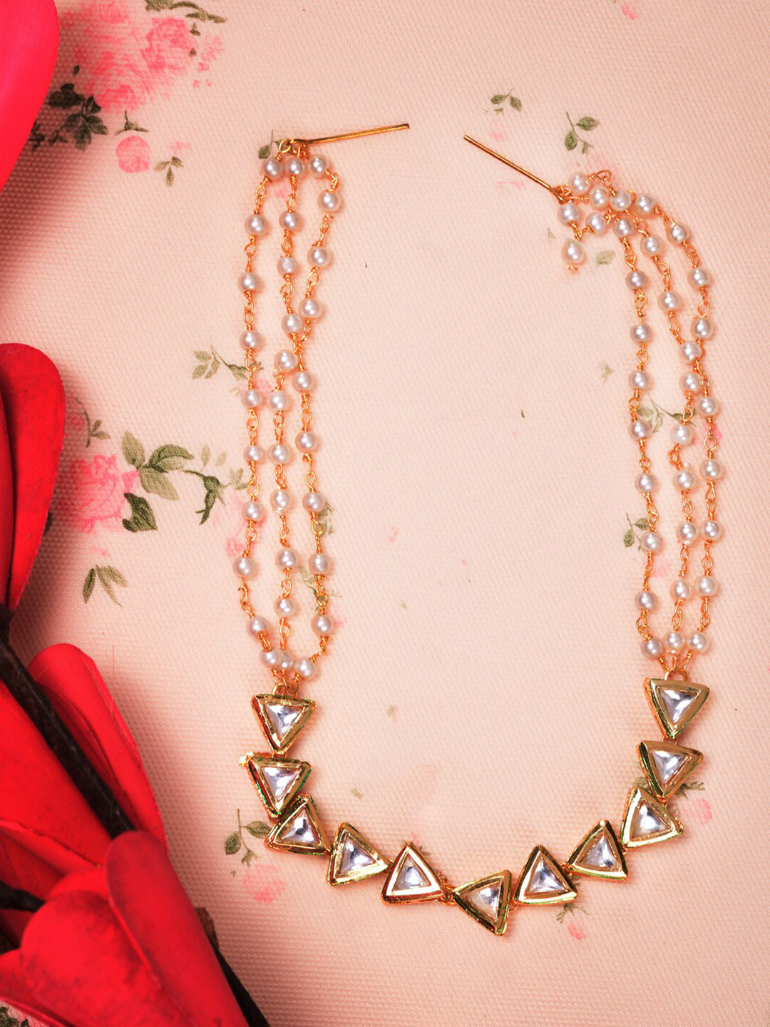 Saraf RS Jewellery Women Gold Plated White Kundan Studded Head Chain