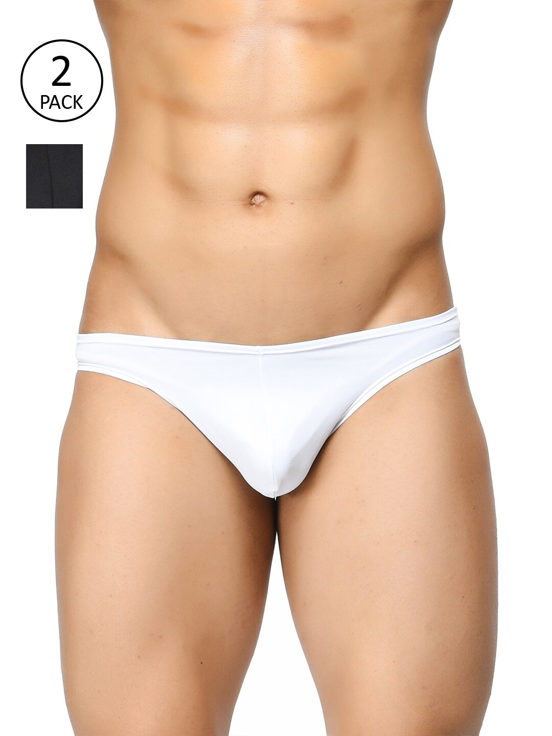 BASIICS by La Intimo Men Pack of 2 Black & White Semi-Seamless Featherlight Bikni Briefs