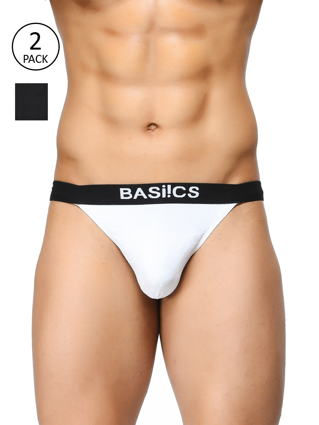 BASIICS by La Intimo Black & White Set of 2 Thongs BCSTH010B025