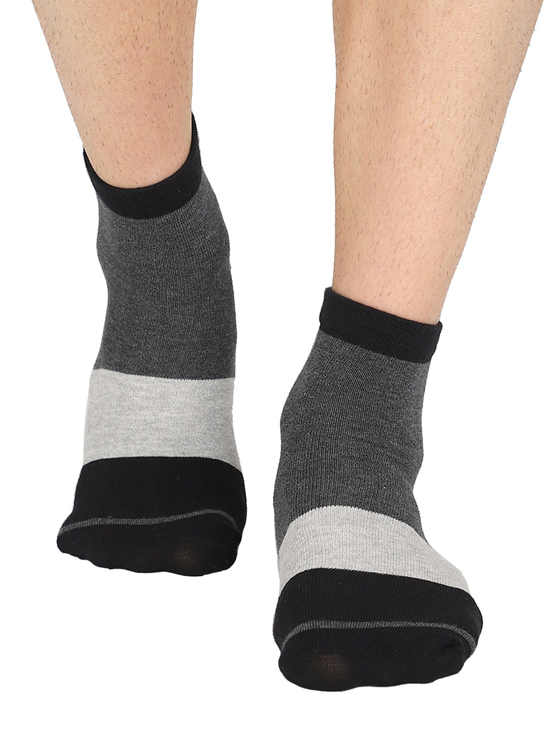 Bodycare Men Pack of 2 Black & Grey Colorblocked Above Ankle Length Socks