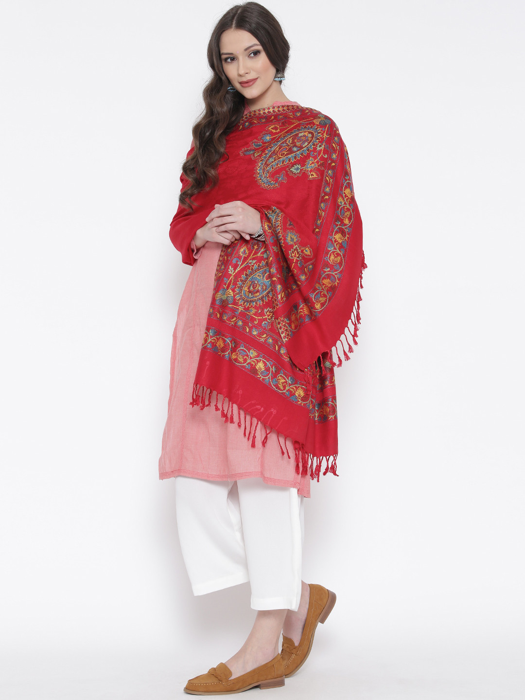 WEAVERS VILLA Red Patterned Stole