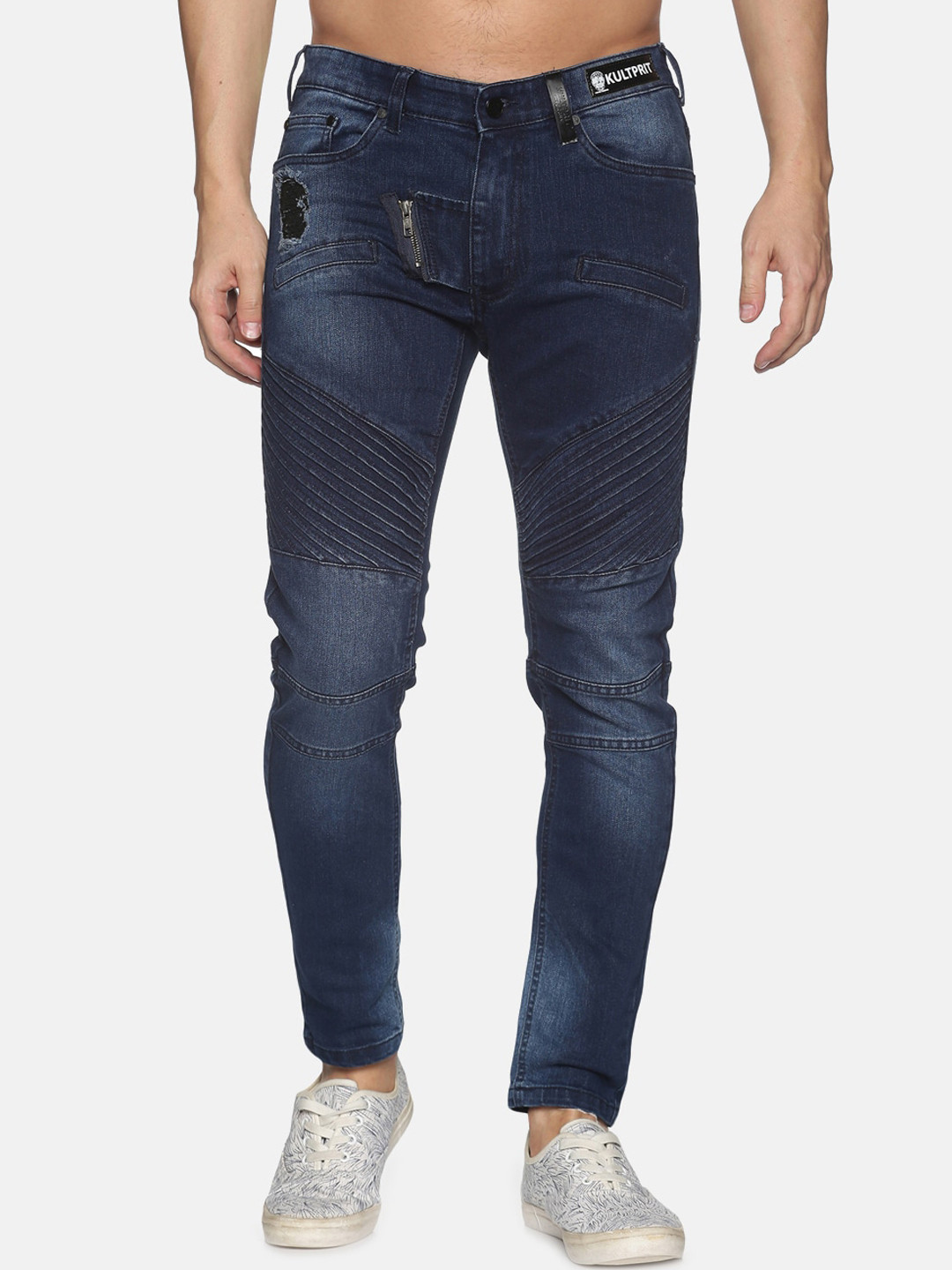 KULTPRIT Men Blue Tapered Fit Light Fade Stretchable Jeans