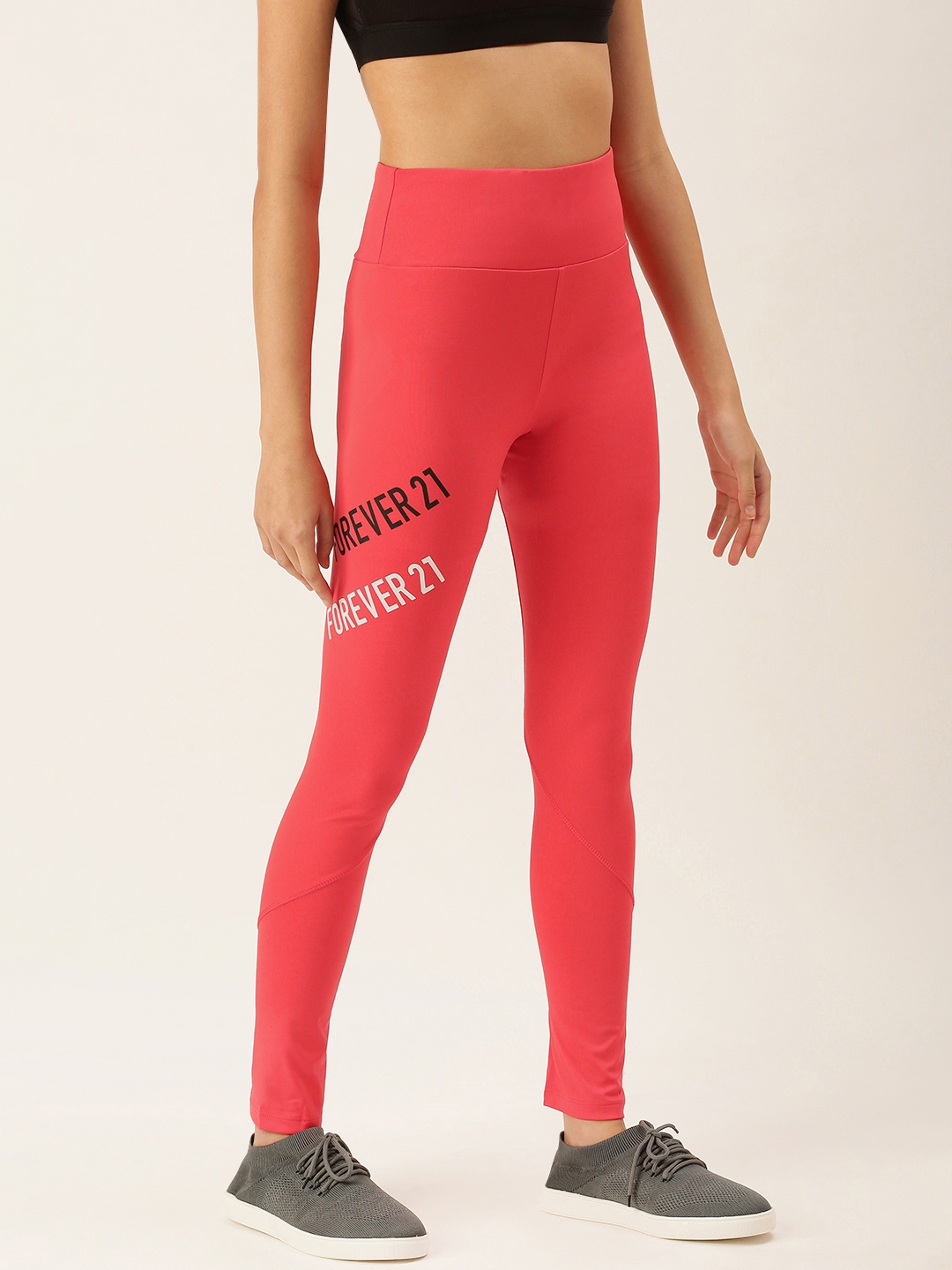 Buy FOREVER 21 Women Red Brand Logo Printed Ankle Length Leggings Leggings for Women 16935748 Myntra