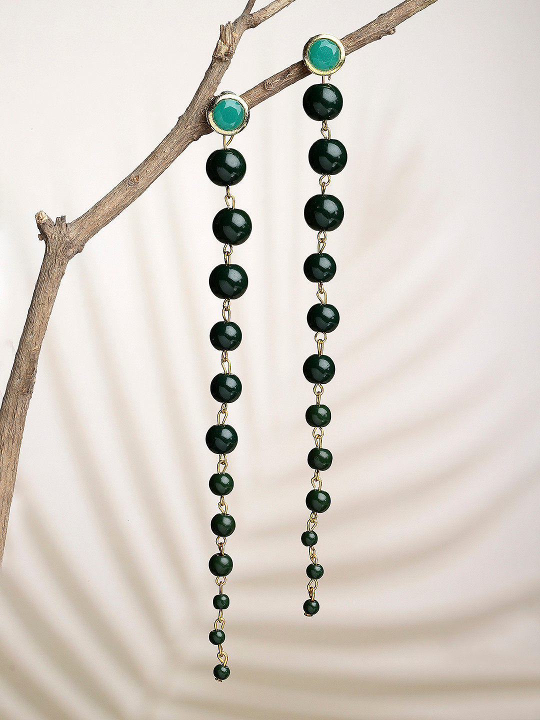KARATCART Green Classic Drop Earrings
