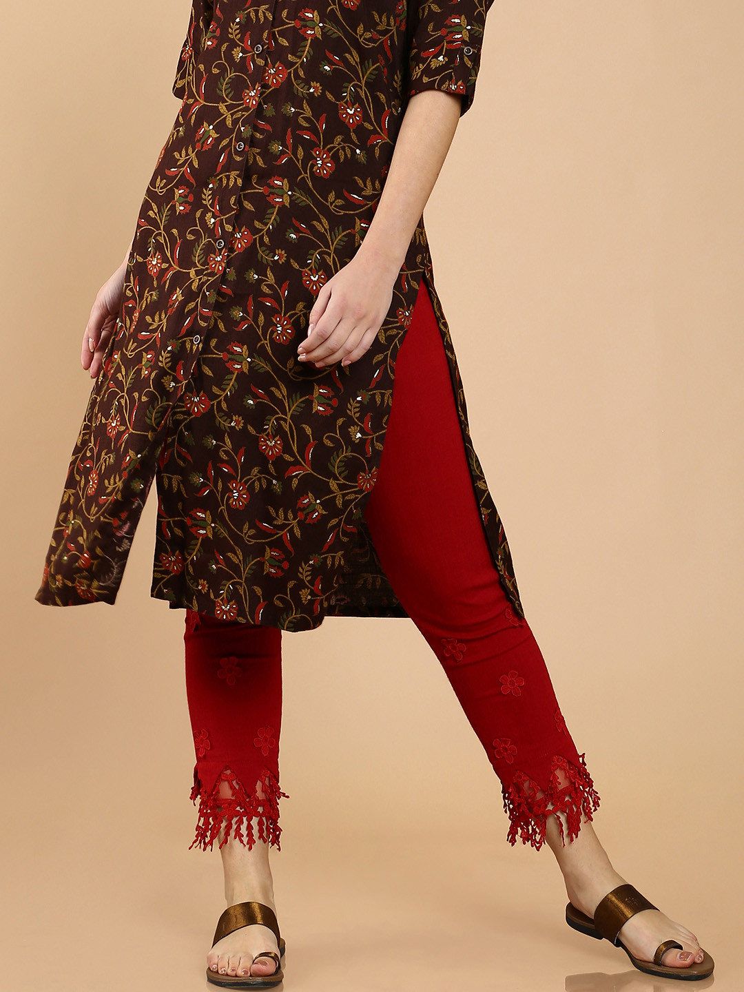 Soch Women Maroon Relaxed Trousers