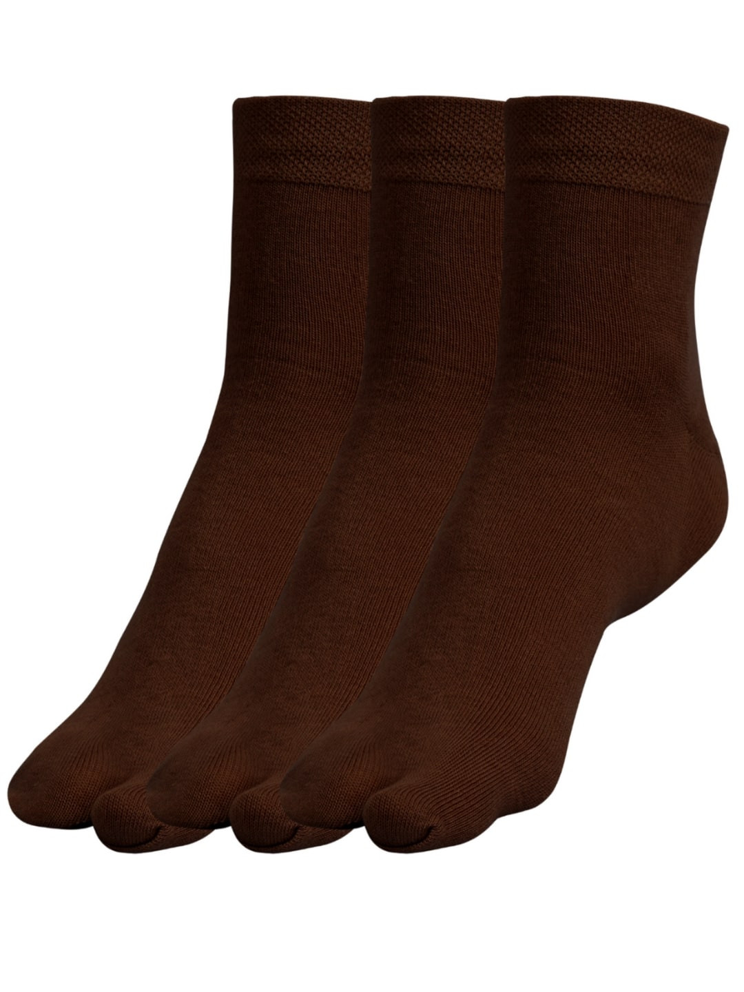 N2S NEXT2SKIN Women Pack of 3 Brown Ankle Length Cotton Thumb Socks