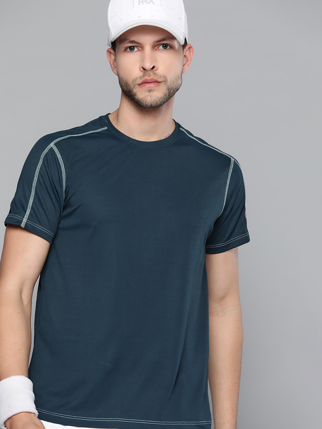 HRX By Hrithik Roshan Racketsport Men Moonlit Ocean Rapid-Dry Solid Tshirts