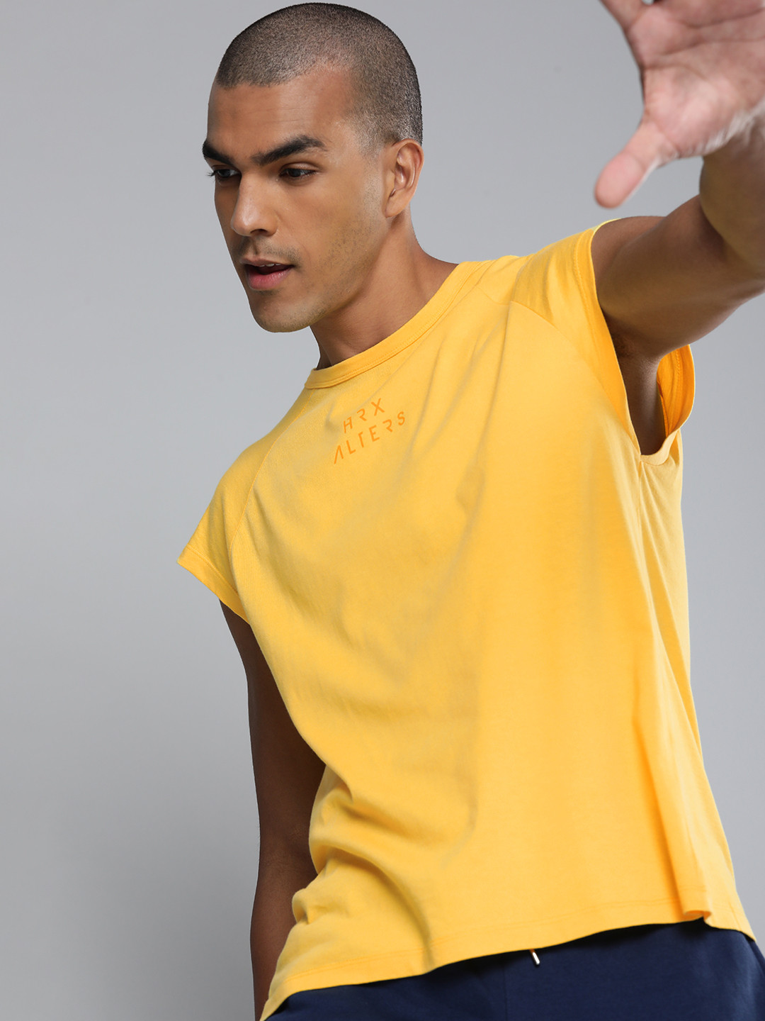 HRX By Hrithik Roshan Lifestyle Men Aspen Gold  Brand Carrier Oversized T-shirt