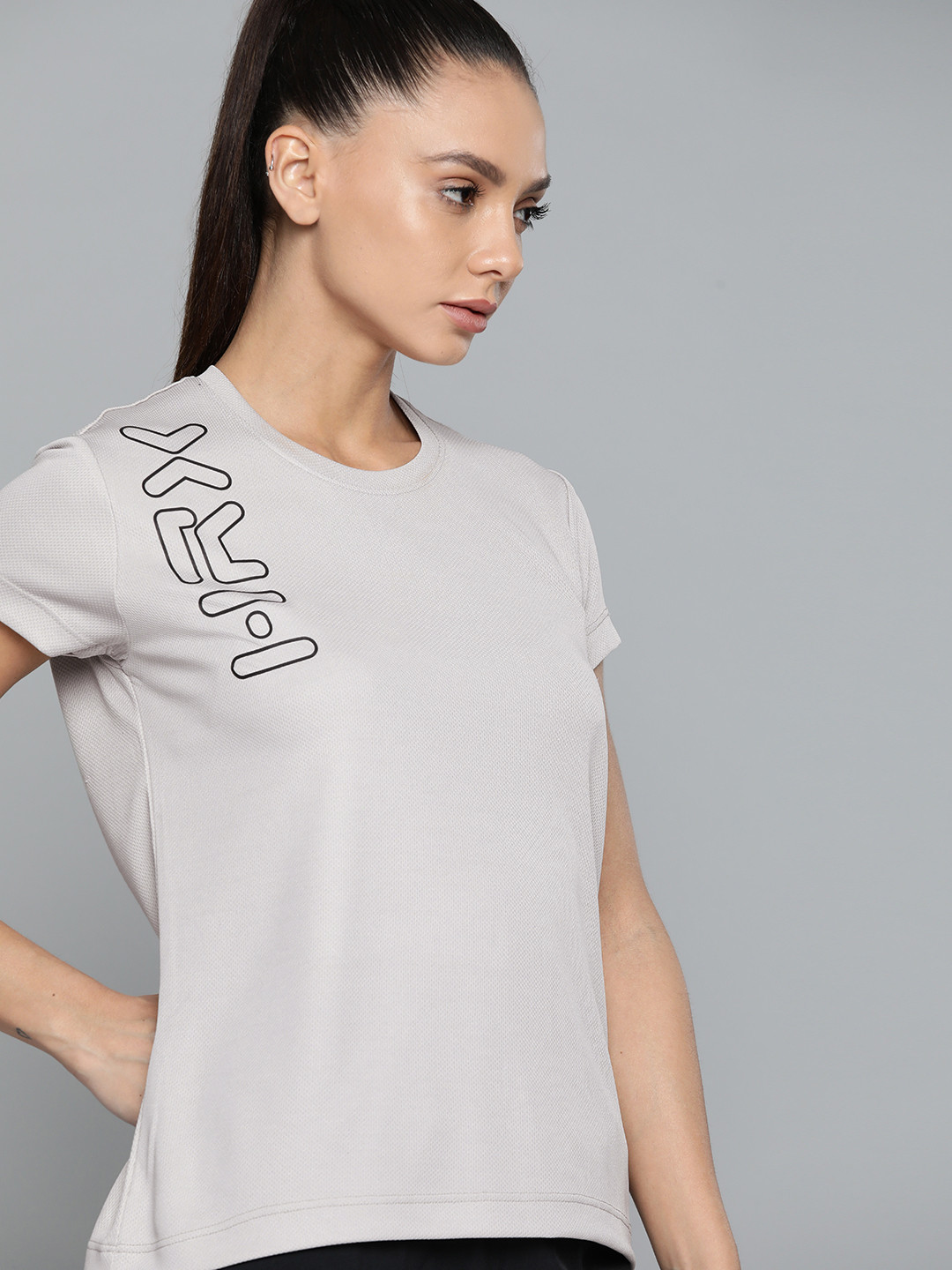 HRX By Hrithik Roshan Running Women Wet Weather Rapid-Dry Brand Carrier T-shirt