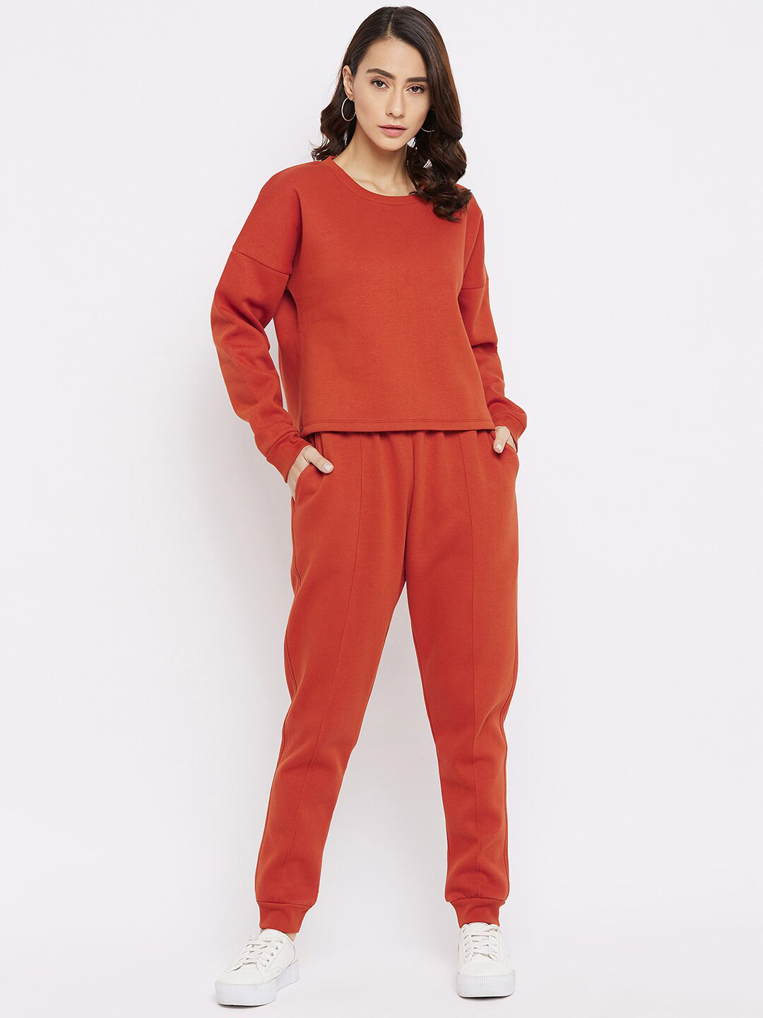 Nun Women Rust Fleece Sweatshirt with Jogger