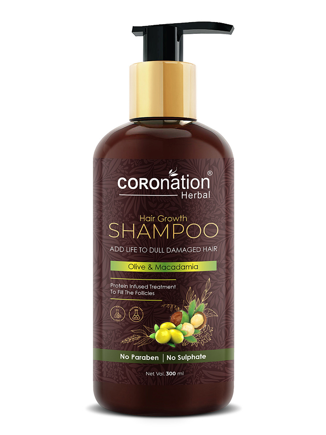 COROnation Herbal Hair Growth Shampoo With Olive & Macadamia Oil - 300 ml