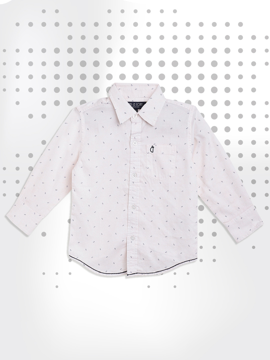 Gini and Jony Boys Off White & Navy Pure Cotton Ditsy Print Casual Shirt