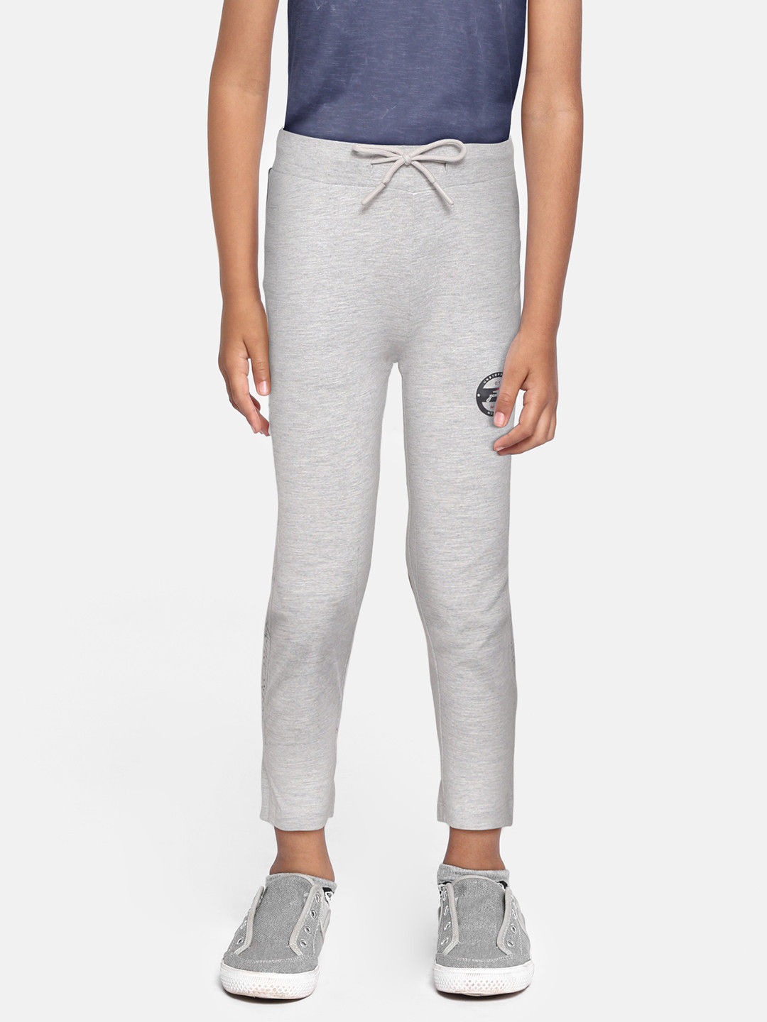 Monte Carlo Boys Grey Melange Solid Track Pants