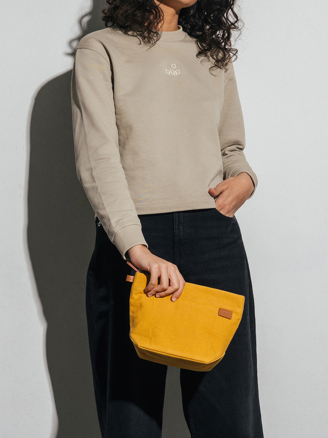 DailyObjects Unisex Mustard Yellow Solid Pouch