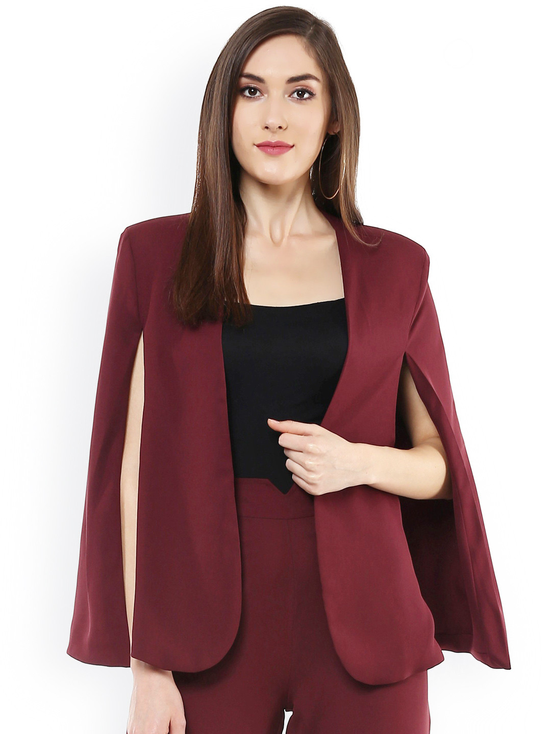 Buy SASSAFRAS Maroon Cape Jacket 