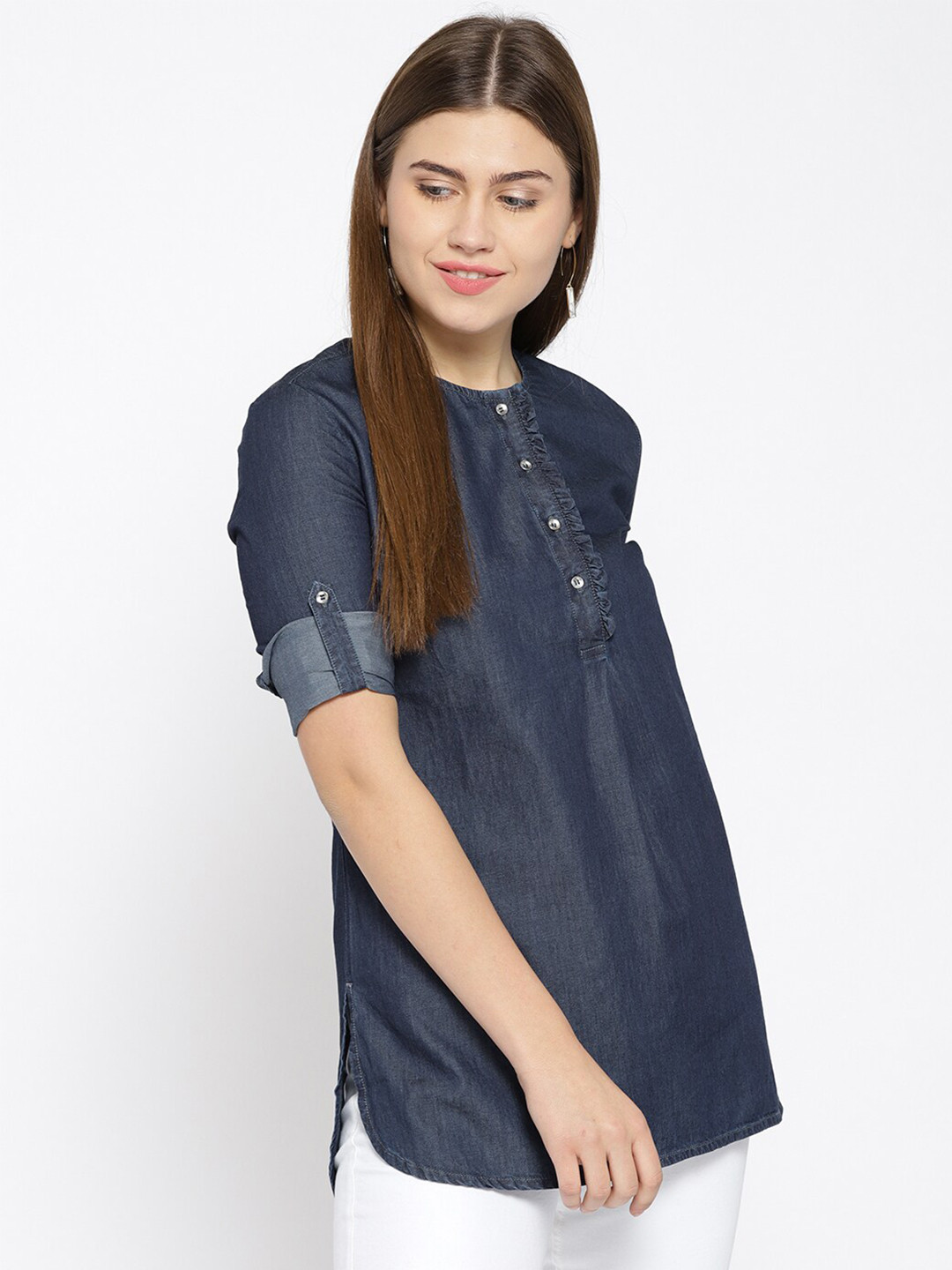 Xpose Blue Pure Cotton Denim Tunic