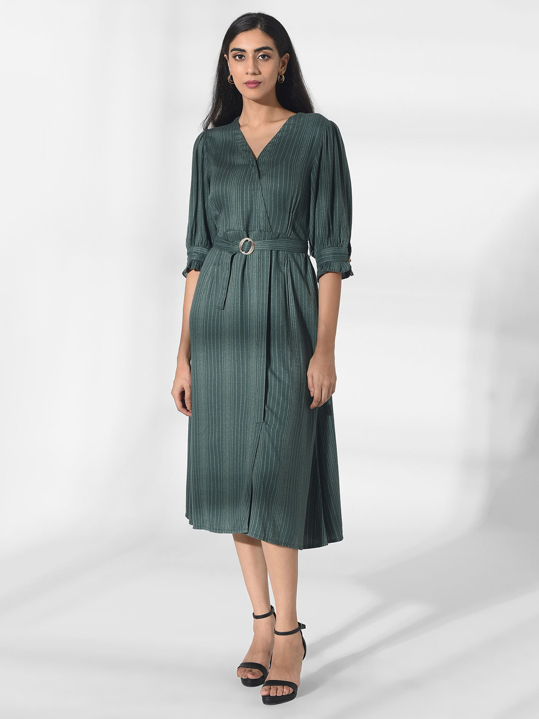 W Green Shirt Midi Dress