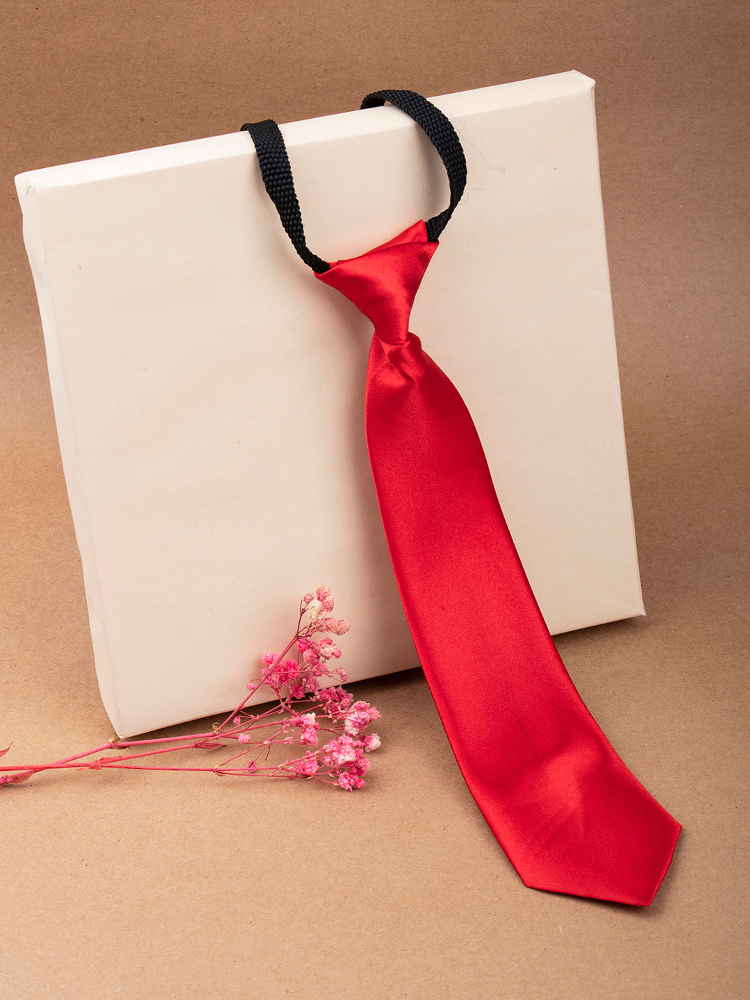 Arendelle Boys Red Dot Print Satin Adjustable Skinny Tie