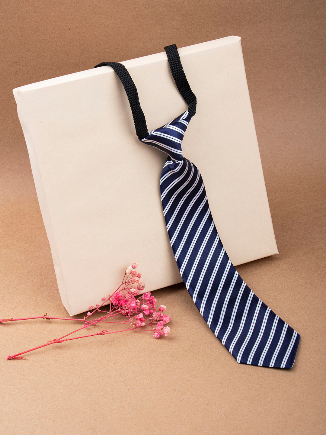 Arendelle Boys Blue & White Striped Satin Adjustable Skinny Tie