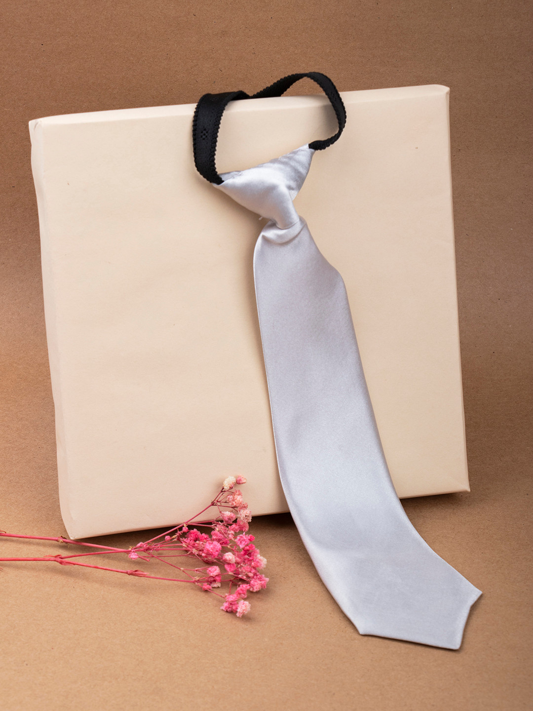 Arendelle Boys Silver Satin Adjustable Skinny Tie