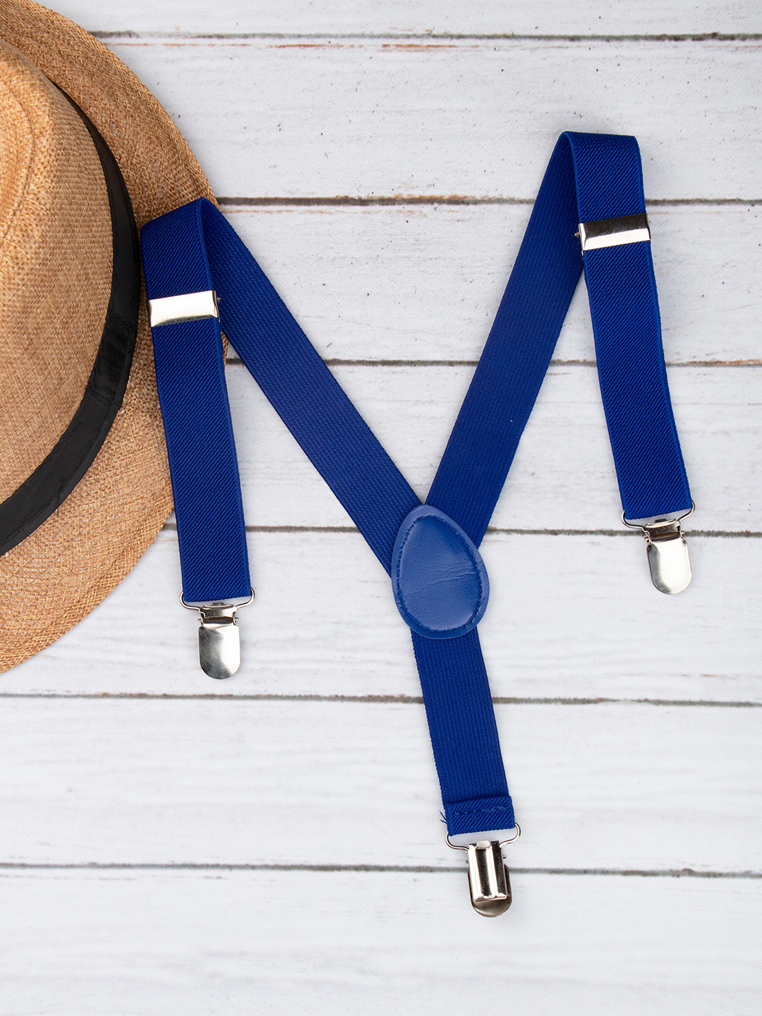 Arendelle Boys Blue Solid Adjustable Y-Back Suspenders