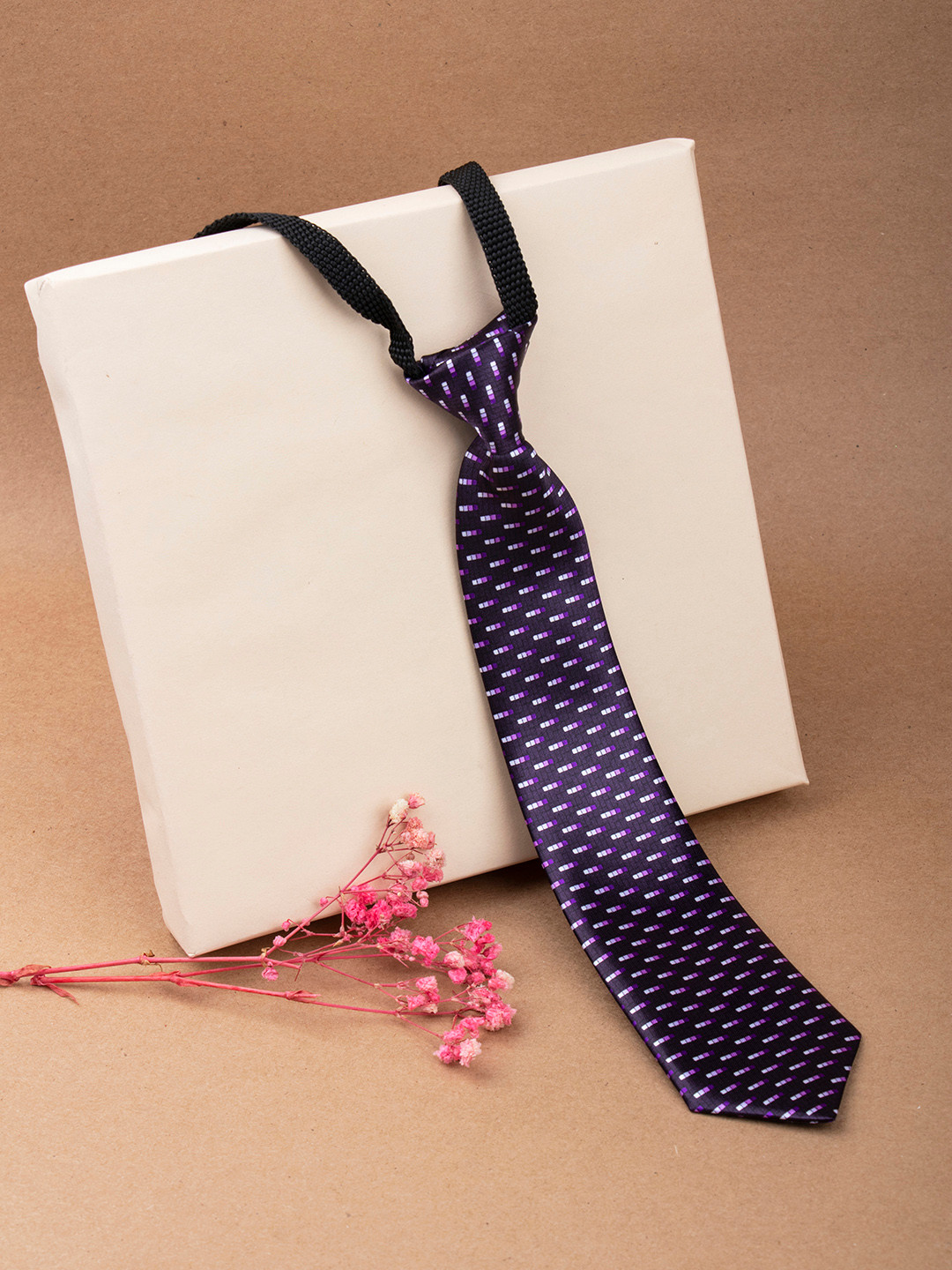 Arendelle Boys Purple Printed Satin Adjustable Skinny Tie