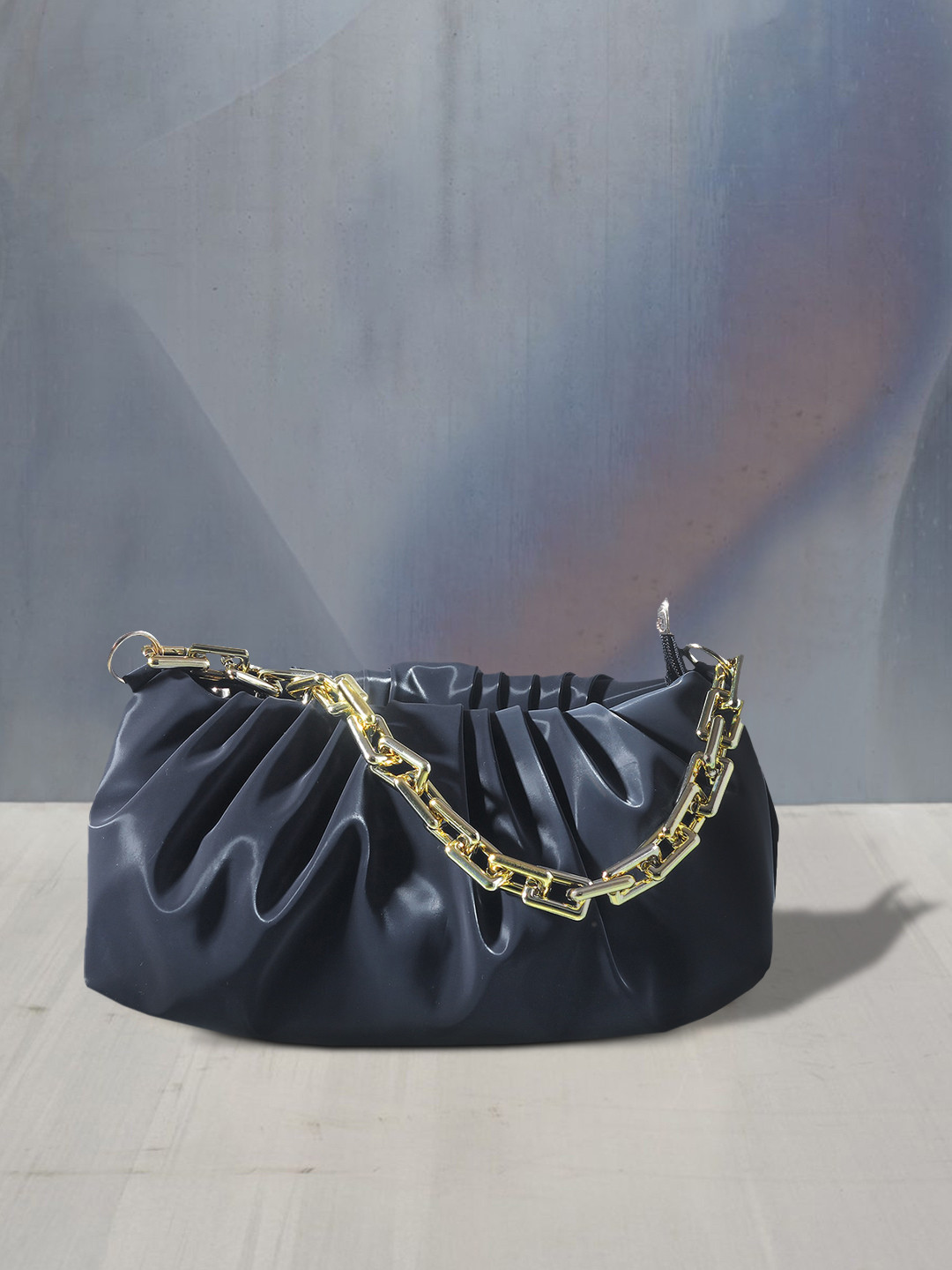 Bellissa Blue PU Structured Shoulder Bag