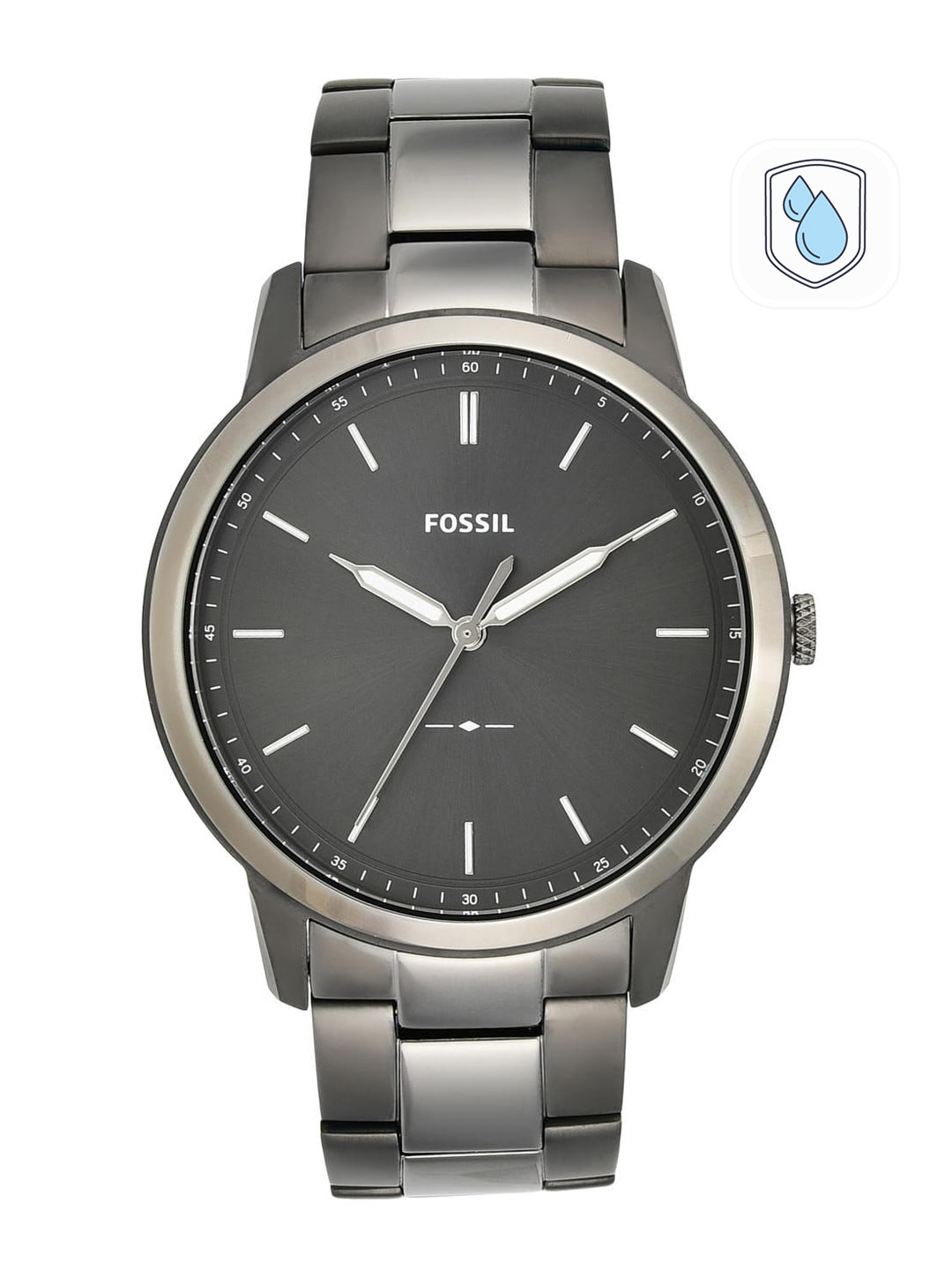 Fossil Men Grey Dial & Grey Stainless Steel Bracelet Style Straps Analogue Watch - FS5459