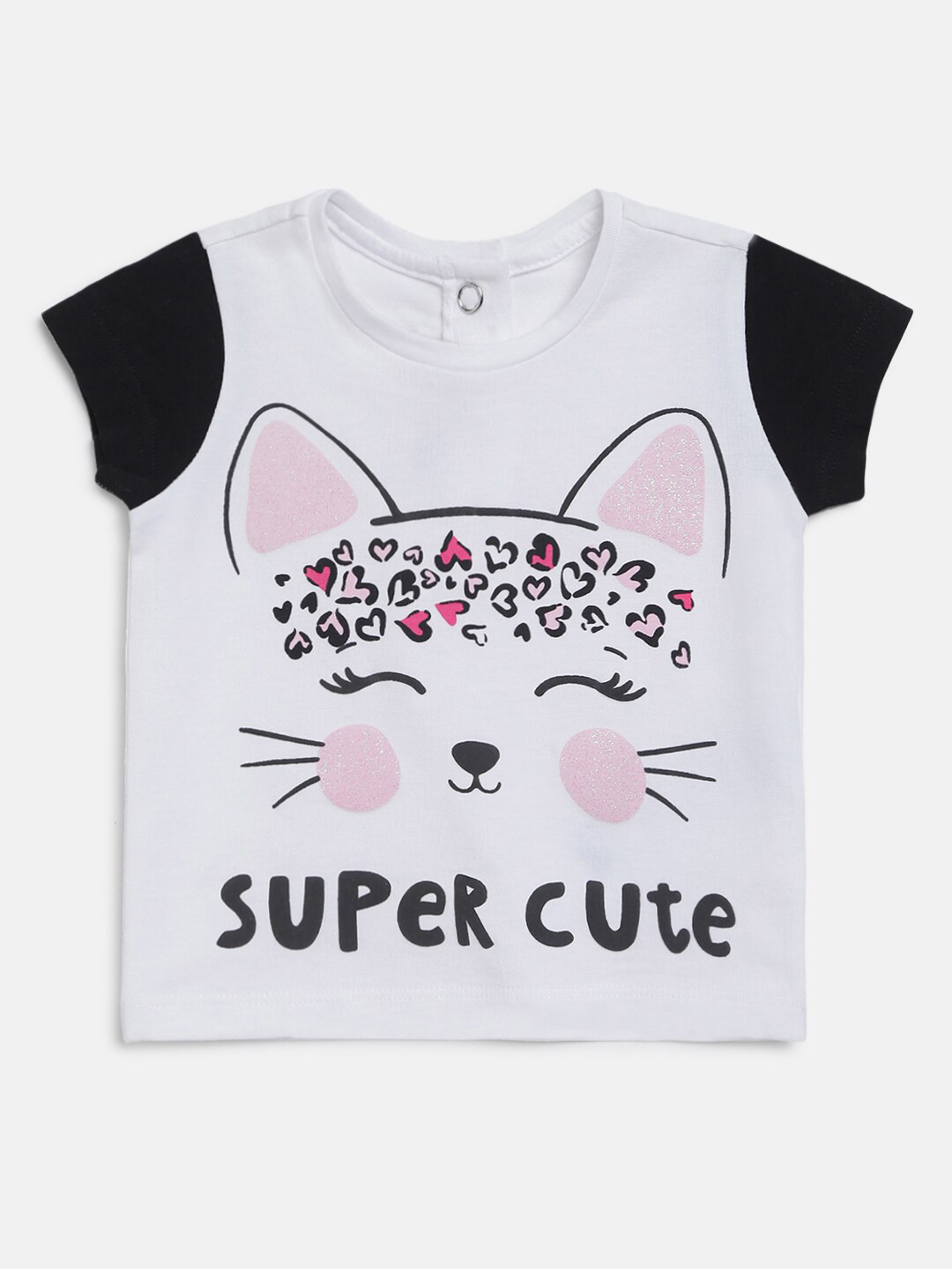 Chicco Girls White & Pink Printed T-shirt