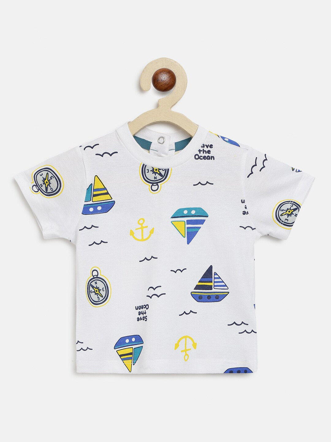 Chicco Girls White & Blue Printed T-shirt