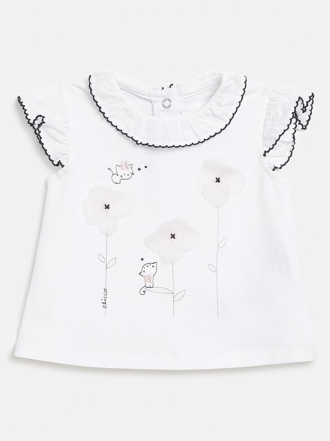 Chicco Girls White & Black Print A-Line Top
