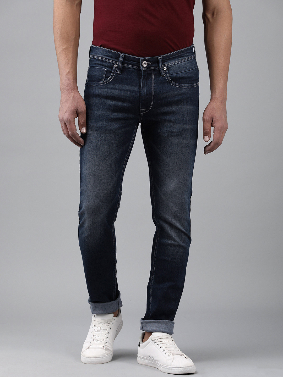 BEAT LONDON by PEPE JEANS Men Blue Vapour Slim Fit Mid-Rise Light Fade Stretchable Jeans