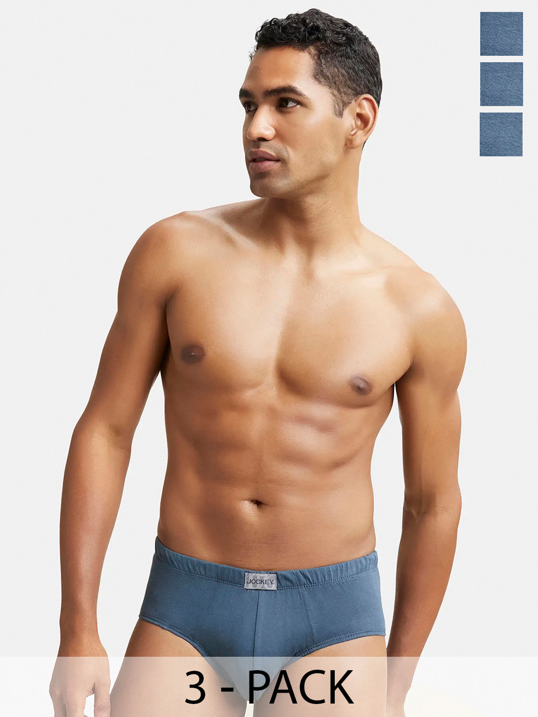 Jockey Pack of 3 Super Combed Cotton Solid Brief with Ultrasoft Concealed Waistband-8035