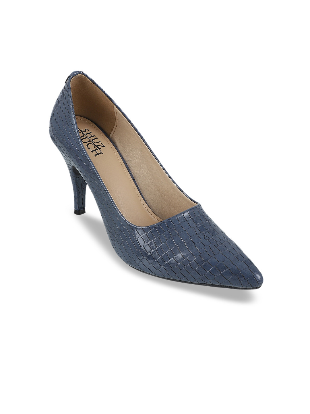 SHUZ TOUCH Grey Textured Pumps