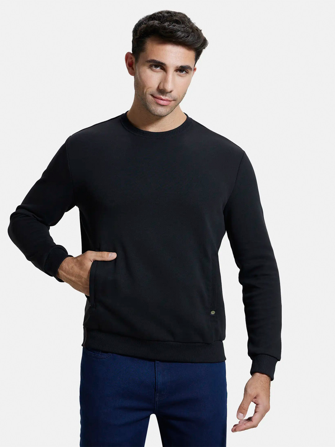 Jockey Combed Cotton Rich Plated Sweatshirt with Zipper Pockets-IM11