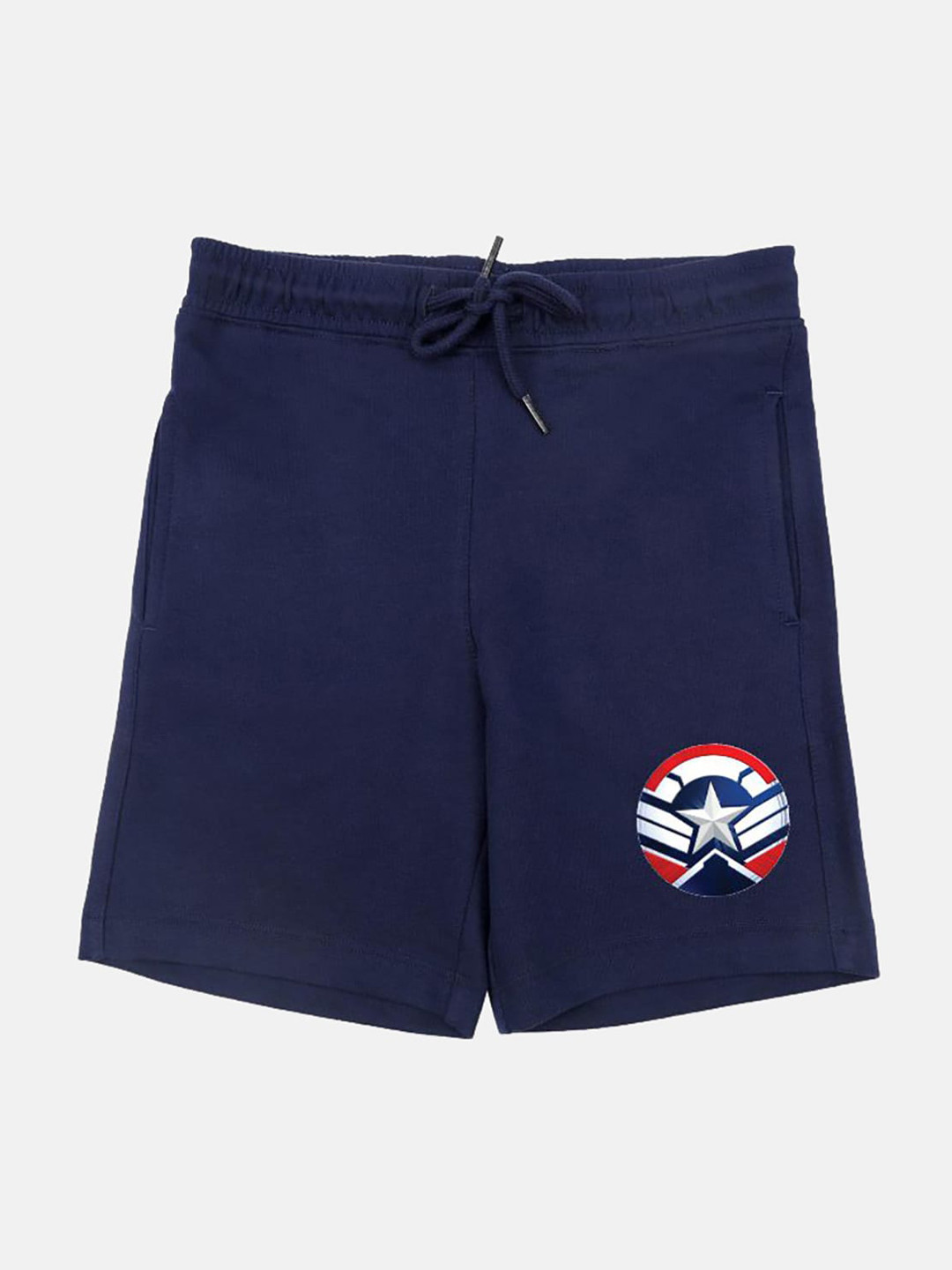 YK Marvel Boys Navy Blue & White Captain America Printed Shorts