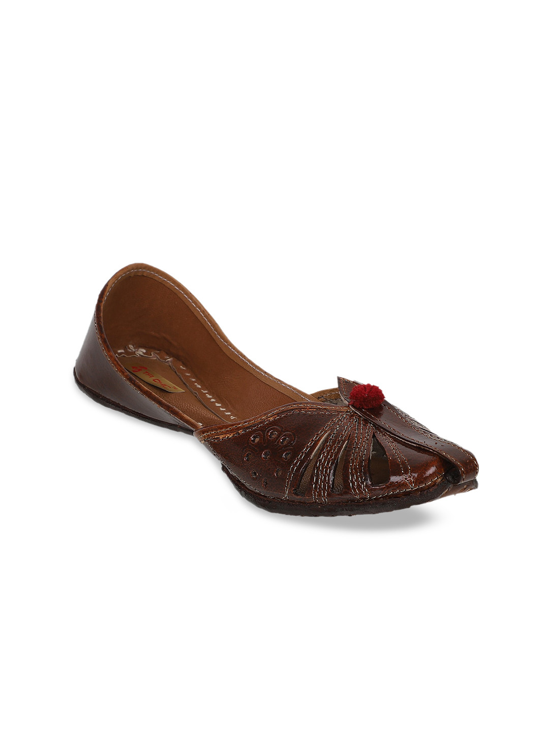 Ta Chic Women Brown Ethnic Mojaris Flats
