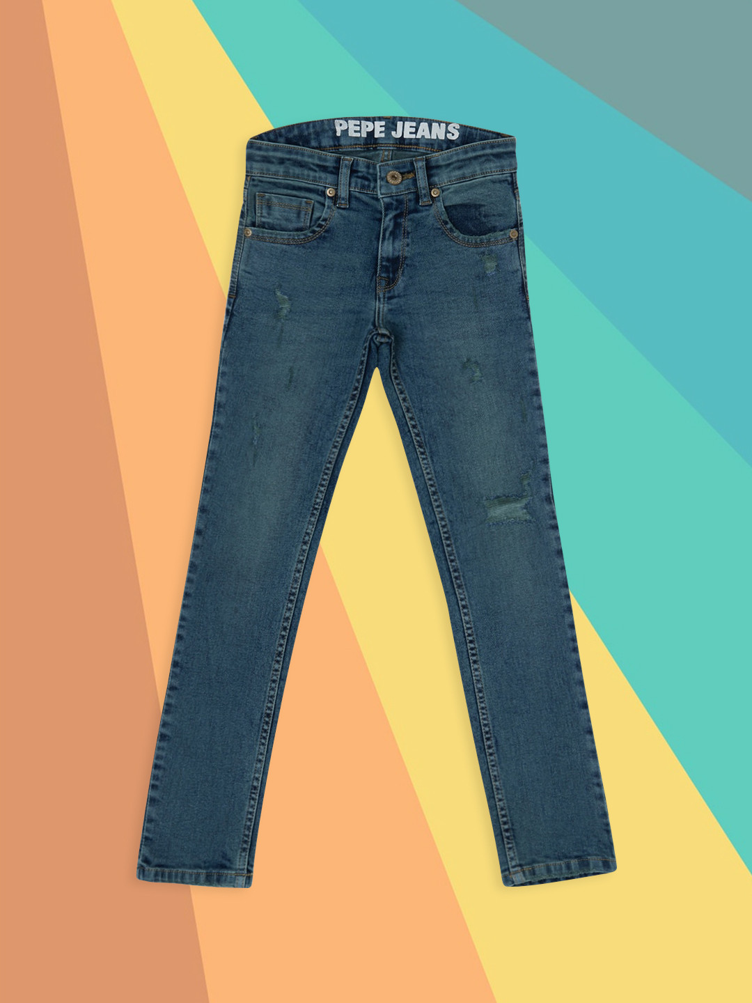 Pepe Jeans Boys Slim Fit Low Distress Light Fade Jeans