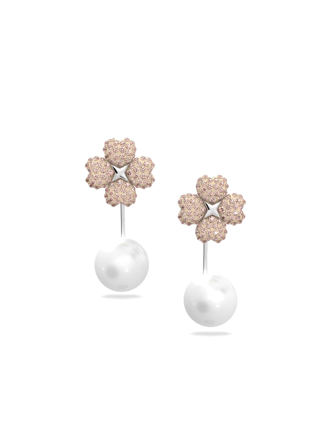 SWAROVSKI Pink & Rose-Gold Tone Plated Earrings