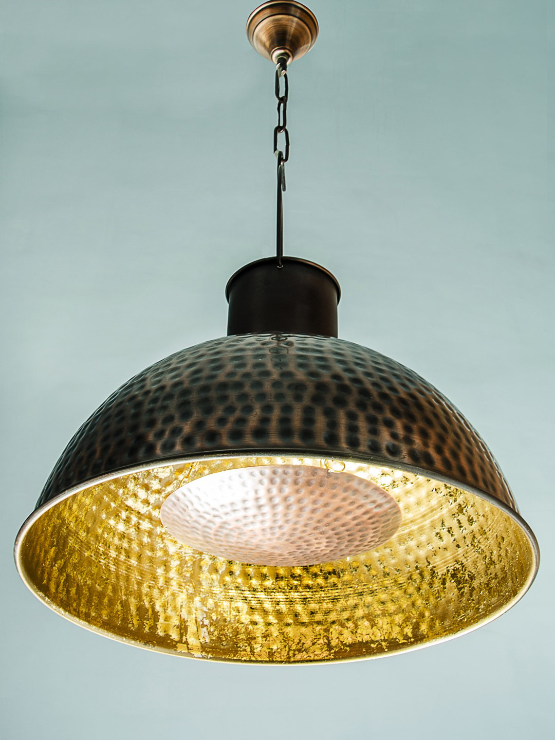 Fos Lighting Copper-Toned Textured Dome-Shaped Ceiling Lamp