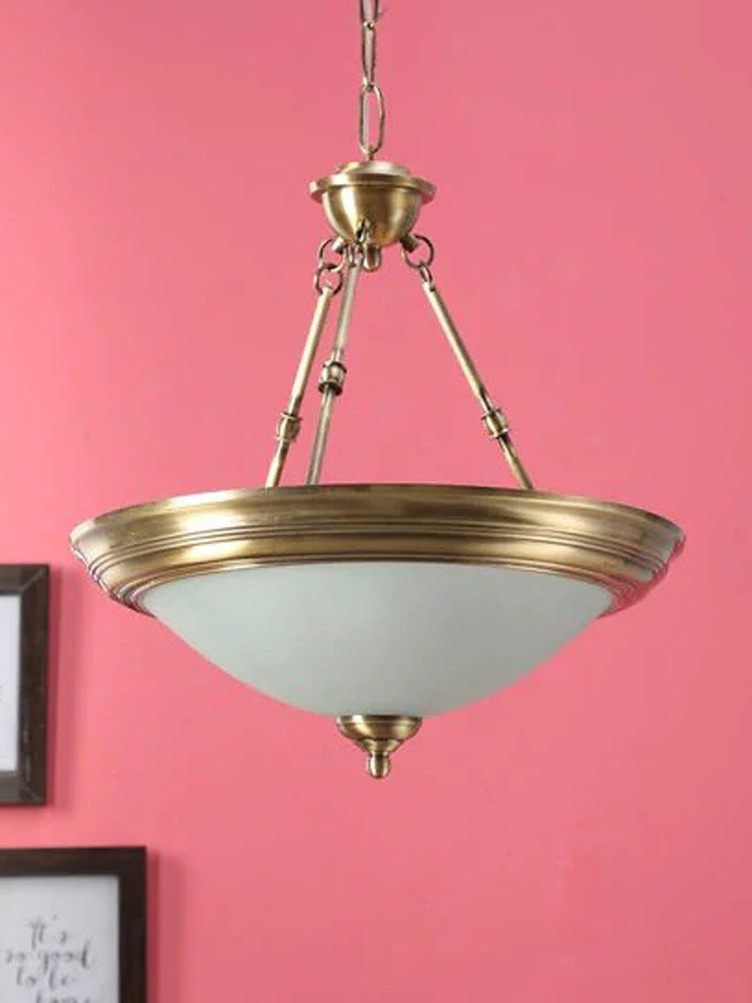 Fos Lighting Gold-Toned & White Contemporary Hanging Ceiling Lamp
